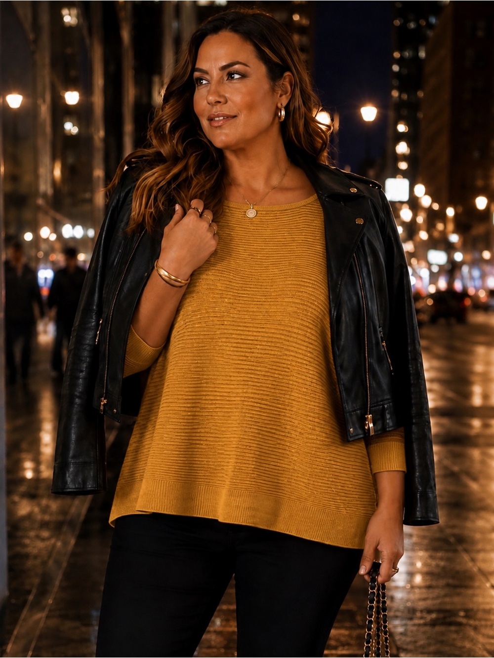 Philosophy Republic Clothing Plus Size 1X Mustard Ribbed 3/4 Sleeve Sweater